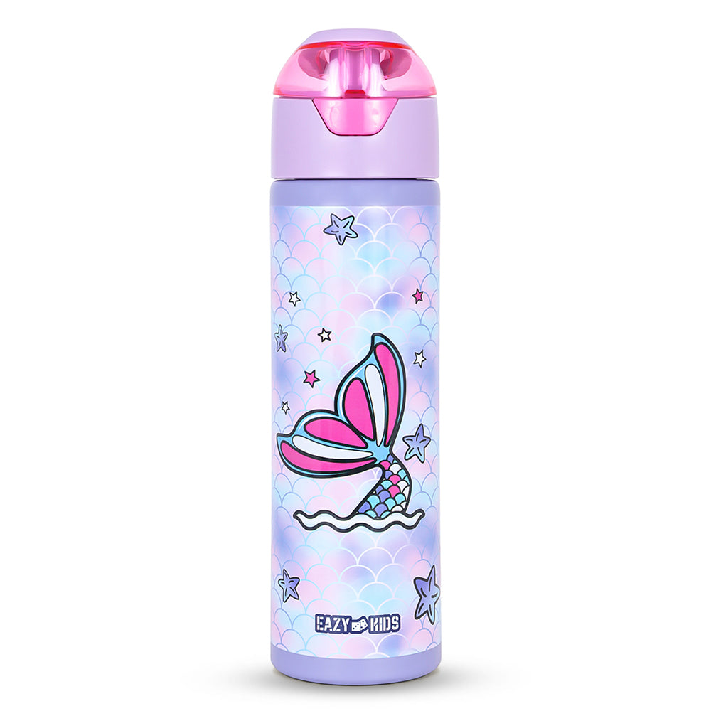 Eazy Kids 17” Trolley School Backpack Set w/ Convertible Bento Lunch Box & Insulated Water Bottle – Mermaid Pink