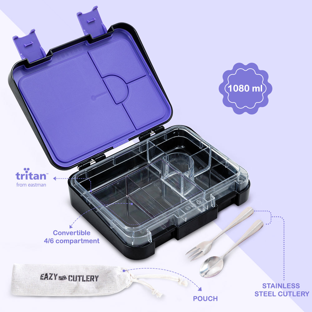 Eazy Kids 18inch Trolley School Bag Set of 4 w/ Insulated Water Bottle & Convertible Bento Lunch Box – Teddy Black