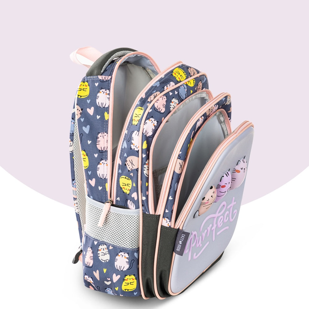 Eazy Kids Purfect School Bag Set w/ Stainless Steel Water Bottle – Grey