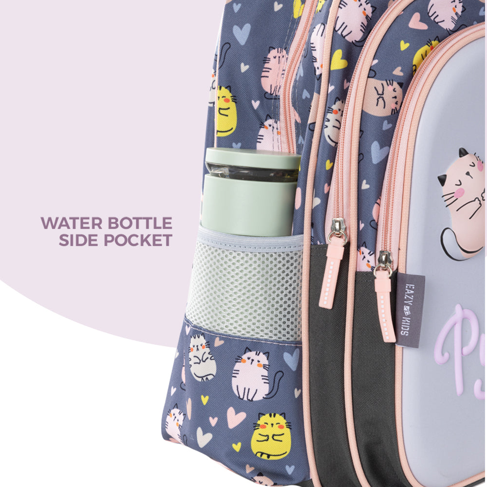 Eazy Kids Purfect School Bag Set w/ Stainless Steel Water Bottle – Grey