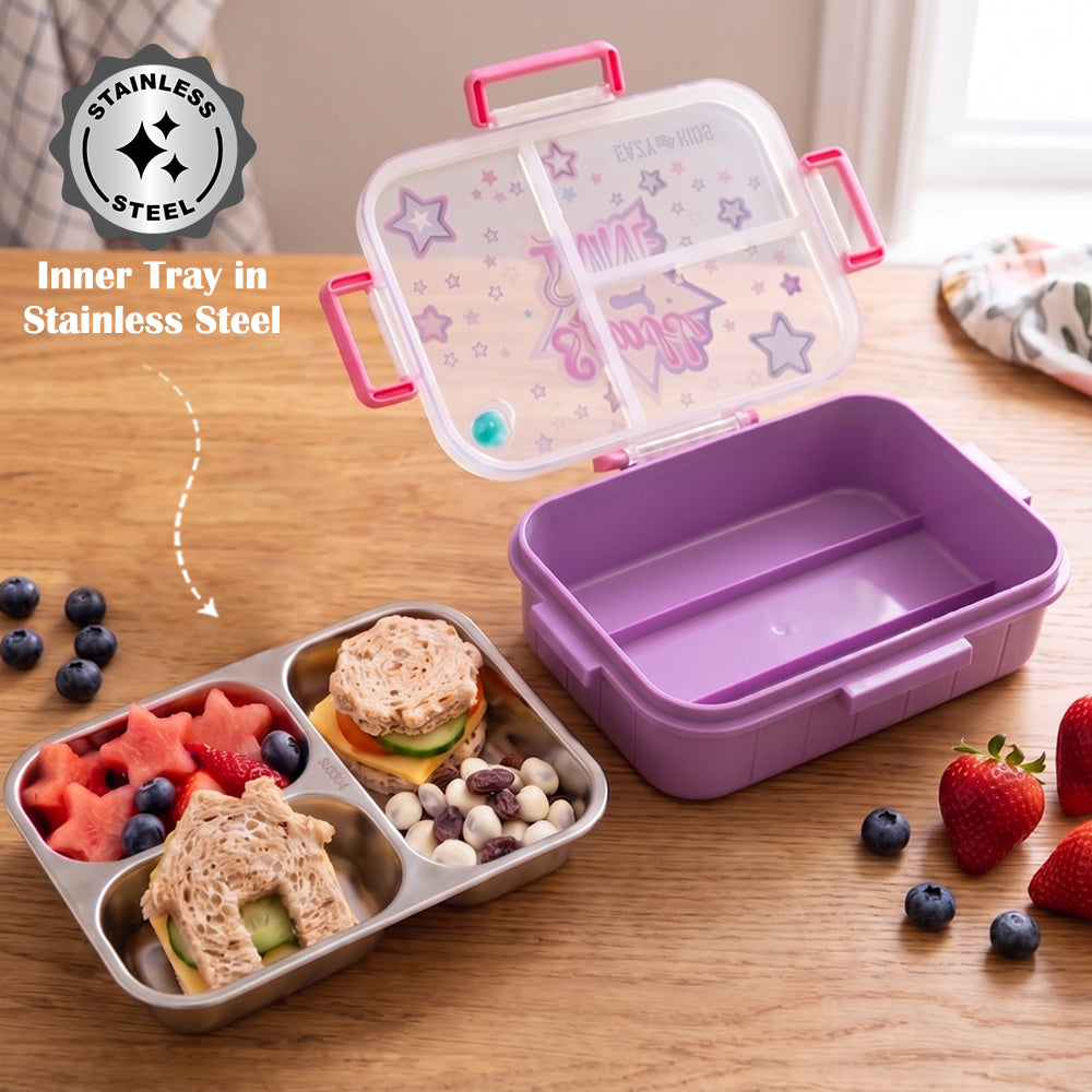 Eazy Kids Berry Good School Bag Set w/ Stainless Steel Bento Lunch Box – Blue