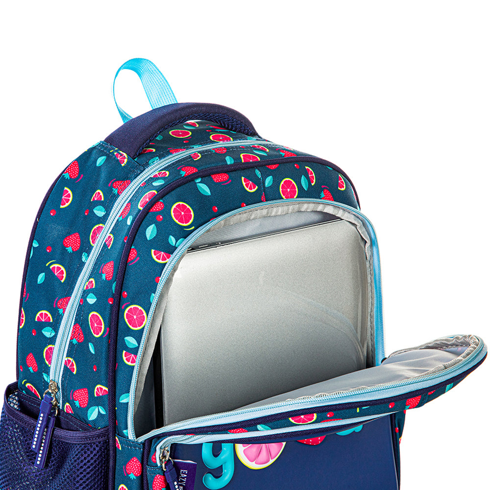 Eazy Kids Berry Good School Bag Set w/ Stainless Steel Bento Lunch Box – Blue