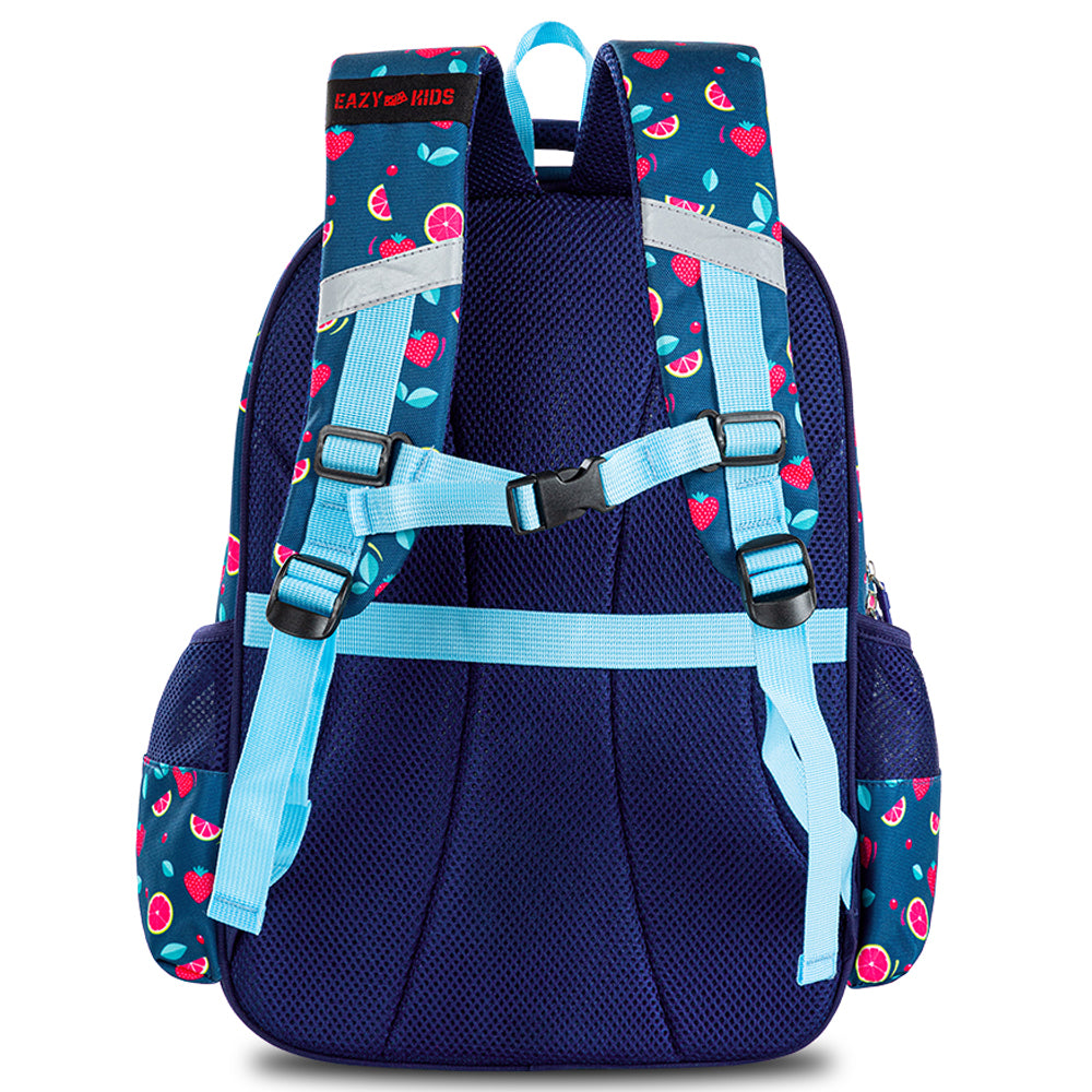 Eazy Kids Berry Good School Bag Set w/ Stainless Steel Bento Lunch Box – Blue