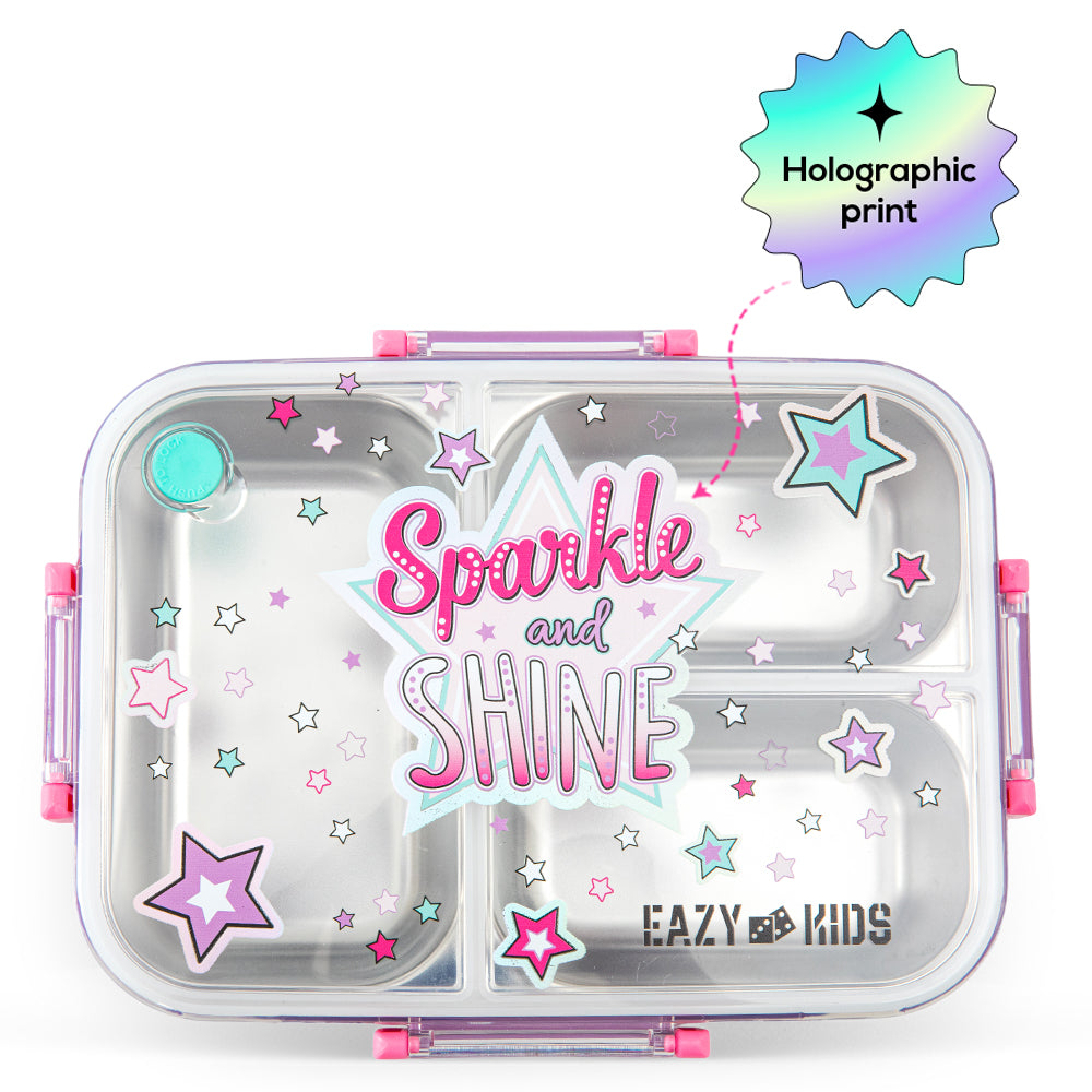 Eazy Kids Berry Good School Bag Set w/ Stainless Steel Bento Lunch Box – Blue