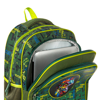 Eazy Kids Dino School Bag Set w/ Bento Lunch Box & Spray Water Bottle – Green