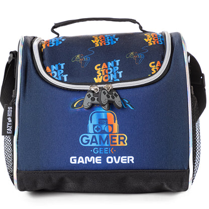 Eazy Kids Gamer Edition Trolley School Combo Set – Backpack, Bento Lunch Box & Spray Water Bottle - Black