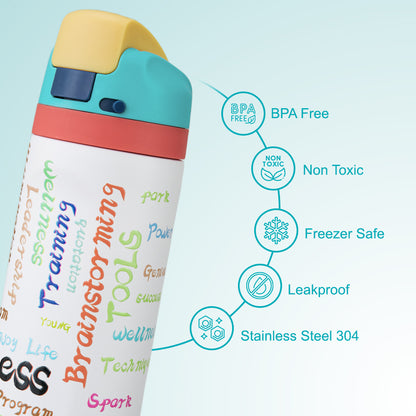 Eazy Kids Girl Glitter School Bag Set w/ Stainless Steel Water Bottle – Green