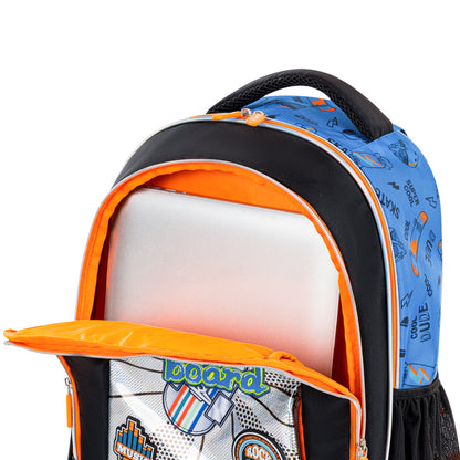 Eazy Kids Skateboard School Bag Set w/ Insulated Stainless Steel Spray Water Bottle – Blue