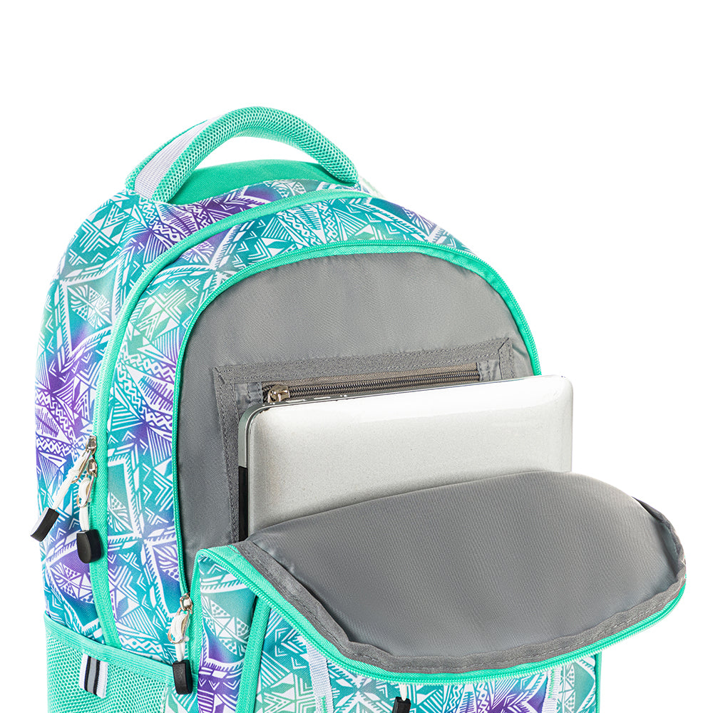 Eazy Kids School Bag 18inch w/ Bento Lunch Box & Water Bottle – Geometrical Green
