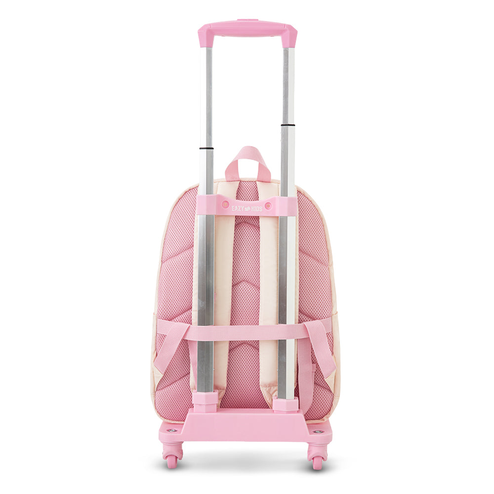 Eazy Kids 16.5” School Backpack w/ 4-Wheel Trolley–Lightweight Laptop School Bag Set, Blush Rush Pink