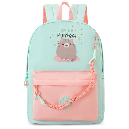 Eazy Kids 16.5” School Backpack w/ 4-Wheel Trolley–Lightweight Laptop School Bag Set, Purfect Dreams Pink