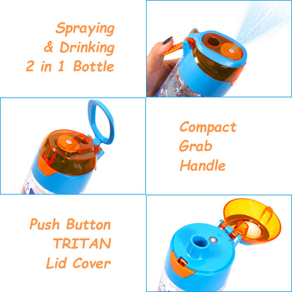 EAZY KIDS Lunch Box Set and Tritan Water Bottle w/Spray, Soccer - Blue, 750ml