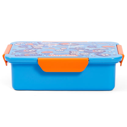 EAZY KIDS Lunch Box Set and Tritan Water Bottle w/Spray, Soccer - Blue, 750ml