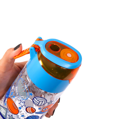 EAZY KIDS Lunch Box Set and Tritan Water Bottle w/Spray, Soccer - Blue, 750ml