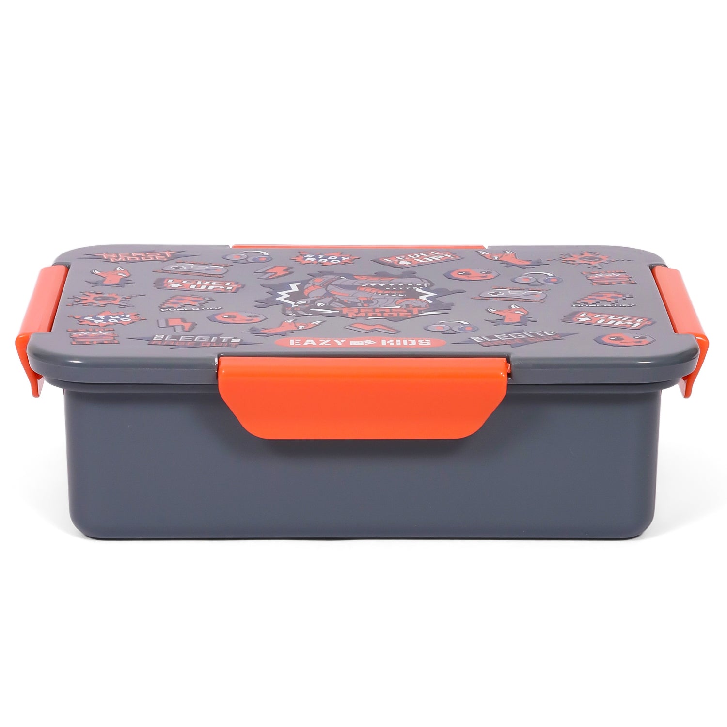 EAZY KIDS Lunch Box Set, Dinosaur - Grey