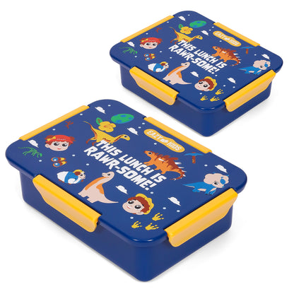 EAZY KIDS Lunch Box Set, T - Rex - Blue