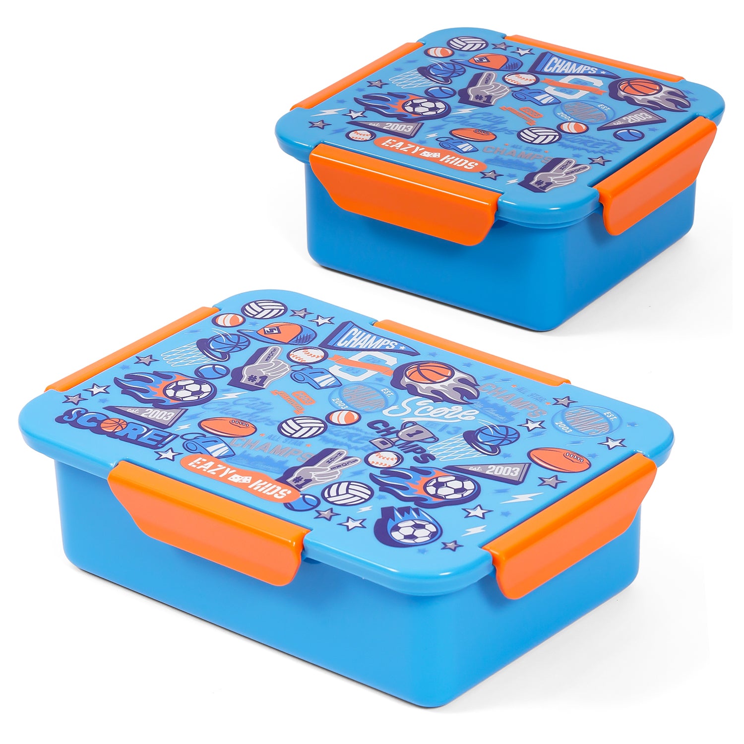 EAZY KIDS Lunch Box Set, Soccer - Blue