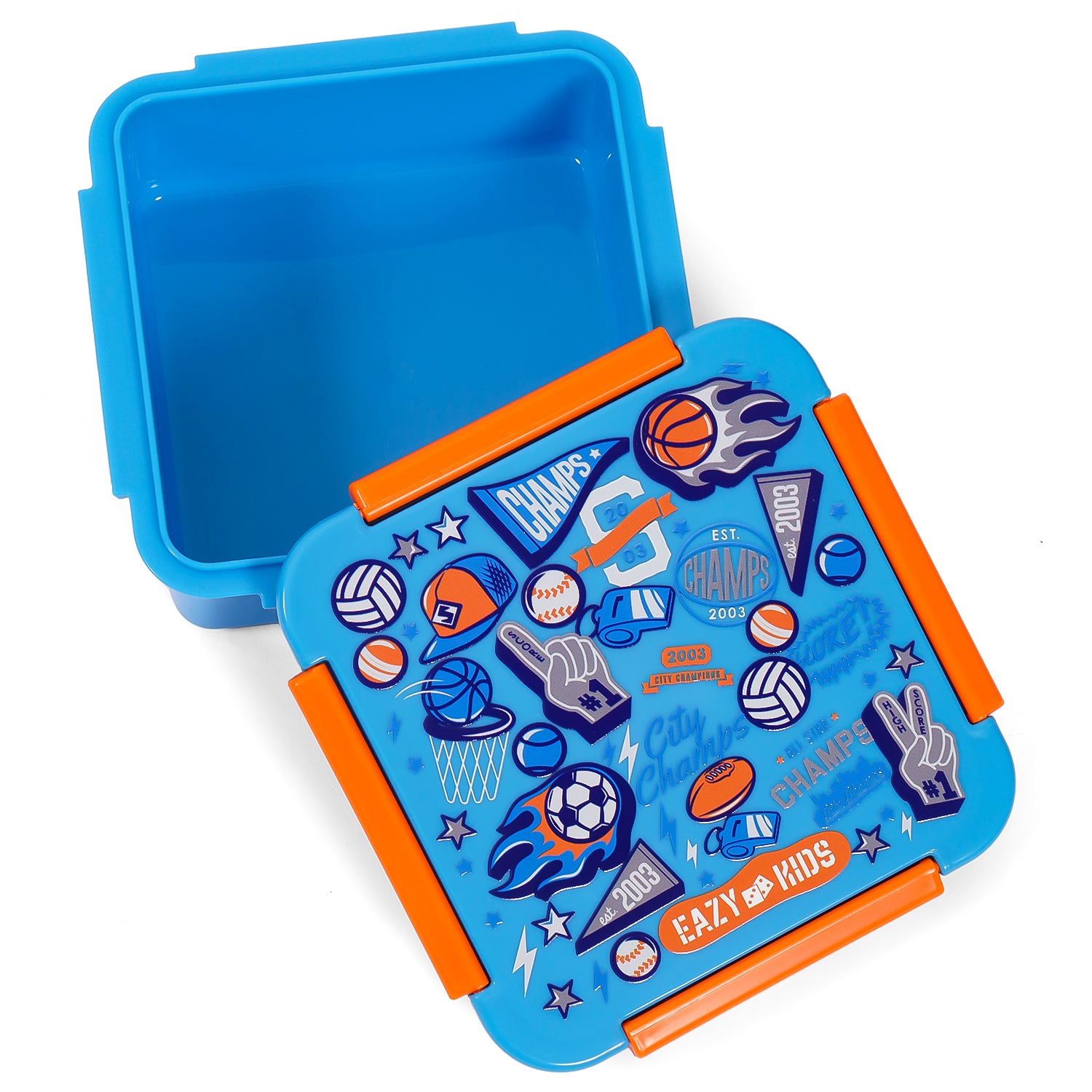 EAZY KIDS Lunch Box Set, Soccer - Blue