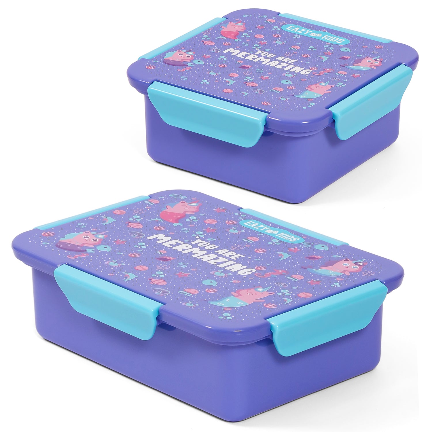 EAZY KIDS Lunch Box Set, Mermaid - Purple