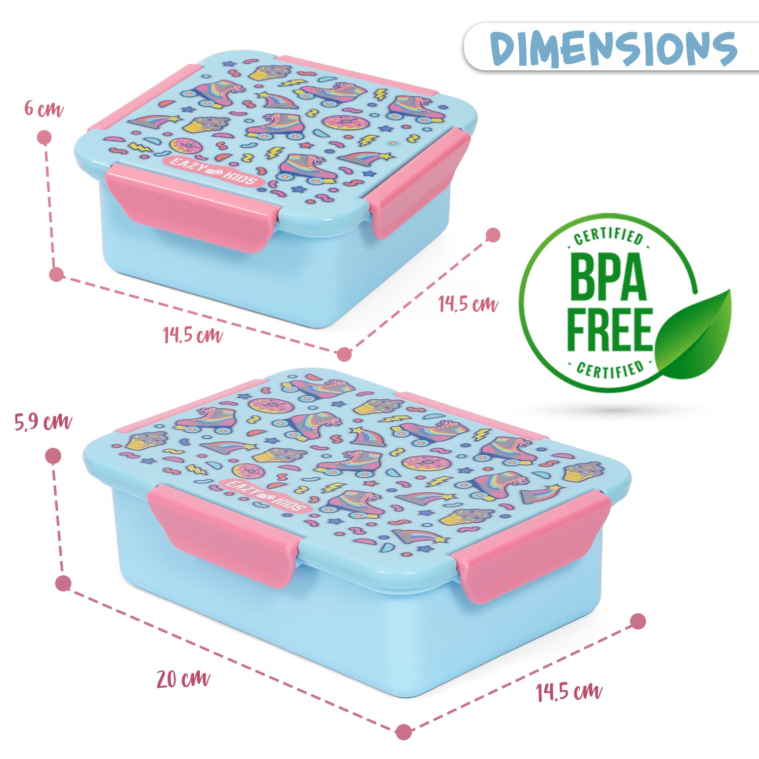 EAZY KIDS Lunch Box Set, Gen Z Skater - Blue