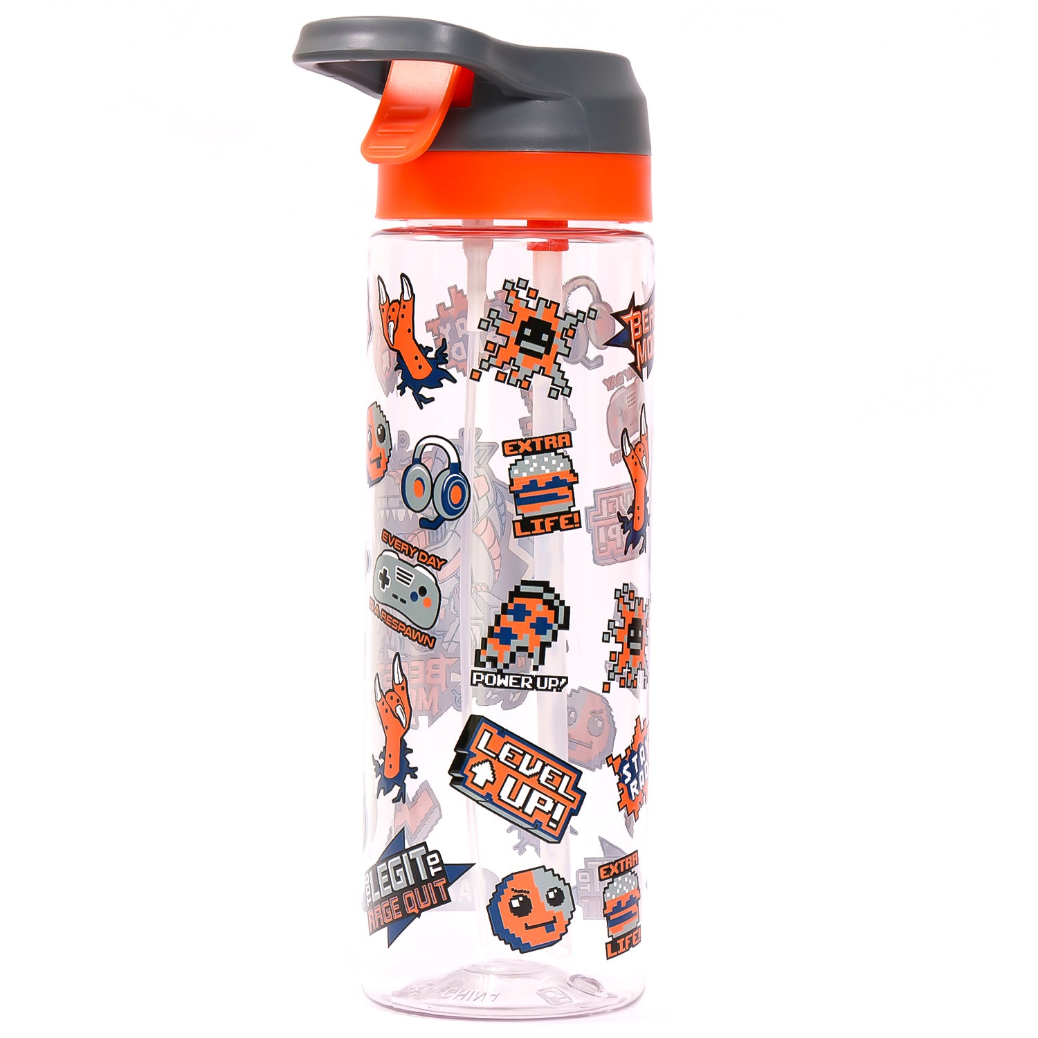 EAZY KIDS Lunch Box and Tritan Water Bottle w/Spray, Dinosaur - Grey, 750ml