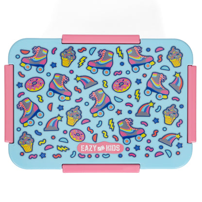 EAZY KIDS Lunch Box and Tritan Water Bottle w/Flip Lid, Gen Z Skater - Blue, 750ml