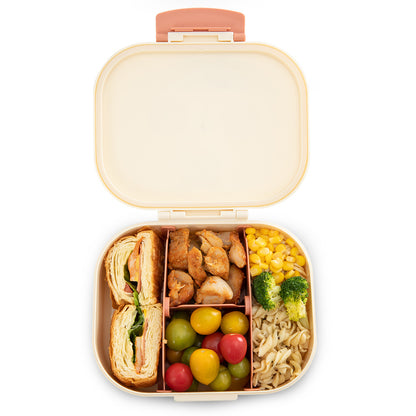 Eazy Kids Bento Lunch Box Set of 2 w/ Stainless Steel Water Bottle 445ml – Ivory