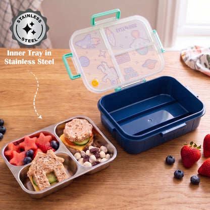 Eazy Kids Stainless Steel Bento Lunch Box w/ Tritan Water Bottle 850ml – Space Out