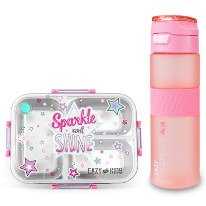 Eazy Kids Stainless Steel Bento Lunch Box w/ Tritan Water Bottle 850ml – Sparkle Girl