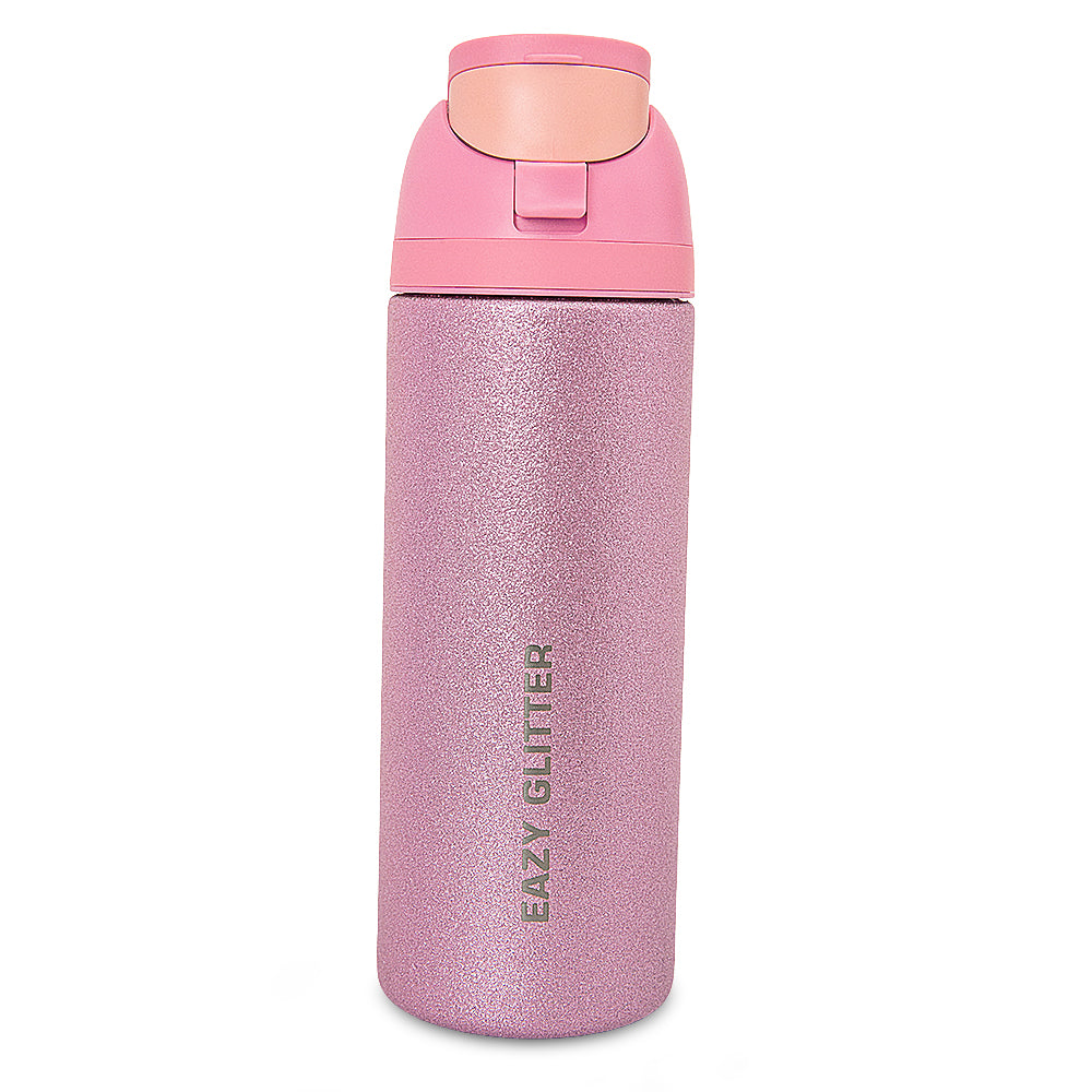 Eazy Kids Glitter Stainless Steel Water Bottle 720ml w/ Convertible Bento Lunch Box – Glitter Pink
