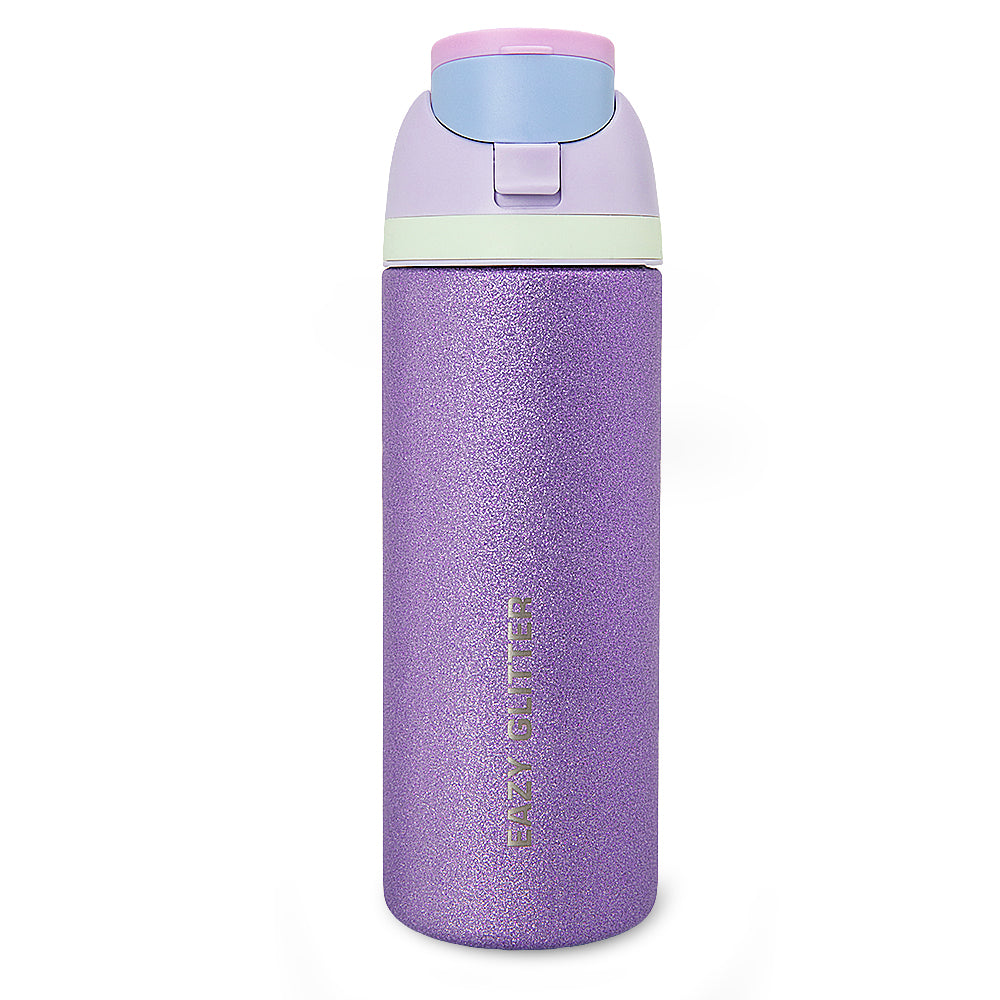 Eazy Kids Convertible Bento Lunch Box w/ Glitter Stainless Steel Water Bottle 720ml – Glitter Purple
