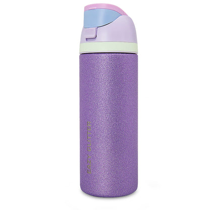 Eazy Kids Convertible Bento Lunch Box w/ Glitter Stainless Steel Water Bottle 720ml – Glitter Purple