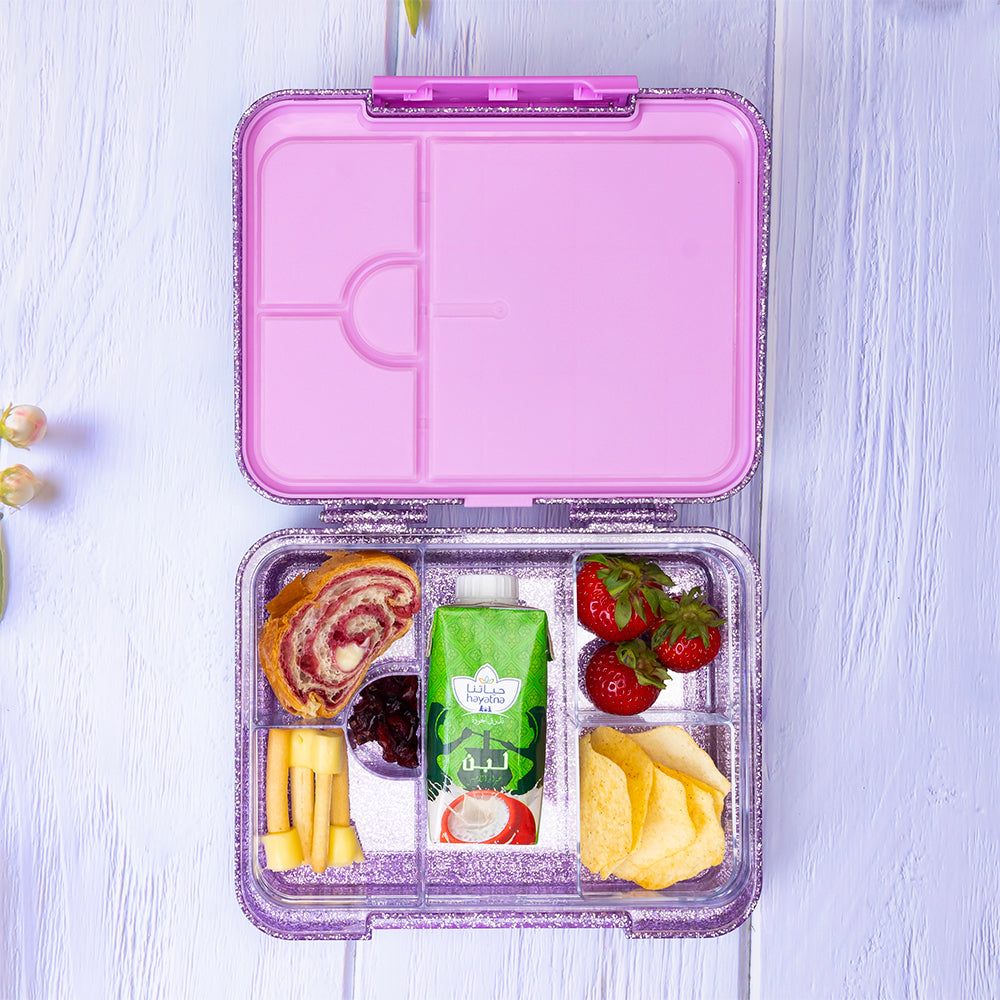 Eazy Kids Convertible Bento Lunch Box w/ Glitter Stainless Steel Water Bottle 720ml – Glitter Purple
