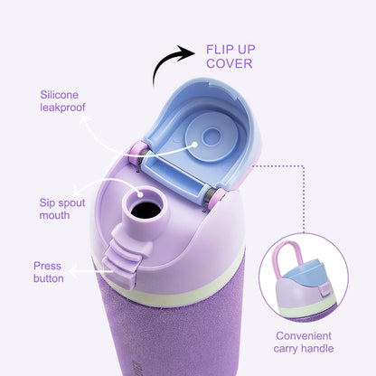 Eazy Kids Convertible Bento Lunch Box w/ Glitter Stainless Steel Water Bottle 720ml – Glitter Purple