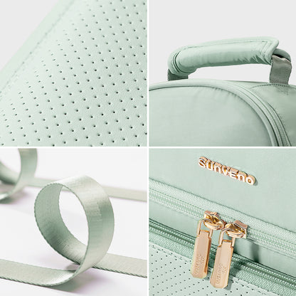 SUNVENO - Insulated Lunch Bag with Thermo Box & 4 Pcs shark Ice Pack Set - Green