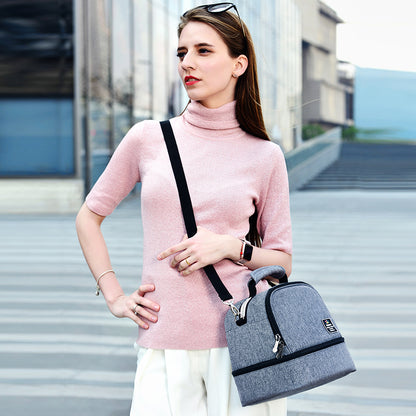 SUNVENO Insulated Bottle/Lunch Bag with 4 Pcs Penguin Ice Pack Set - Grey