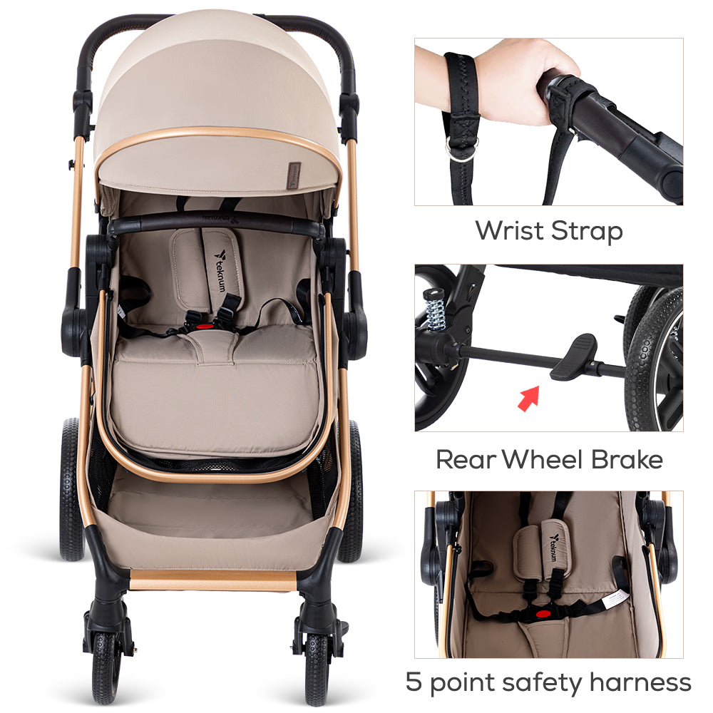 TEKNUM Travel System with 3in1 Prime Stroller, Adaptor and Infant Car Seat - Beige