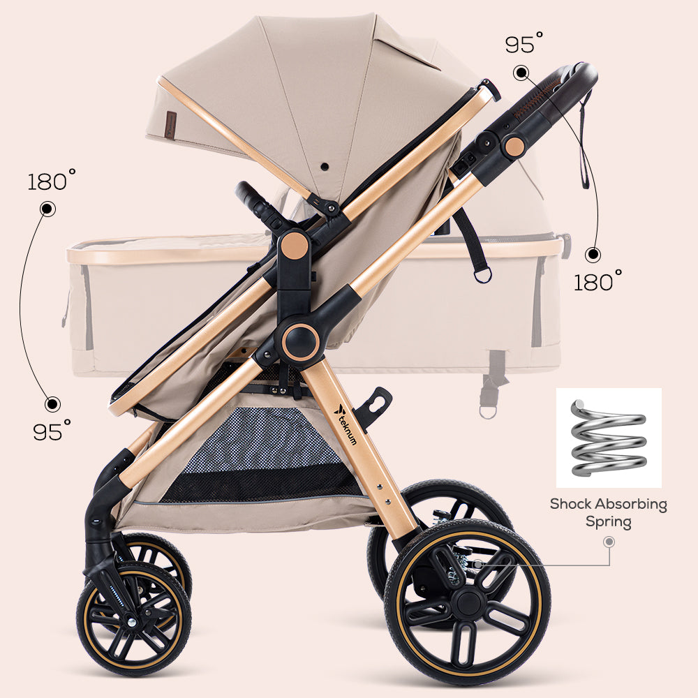 TEKNUM Travel System with 3in1 Prime Stroller, Adaptor and Infant Car Seat - Beige