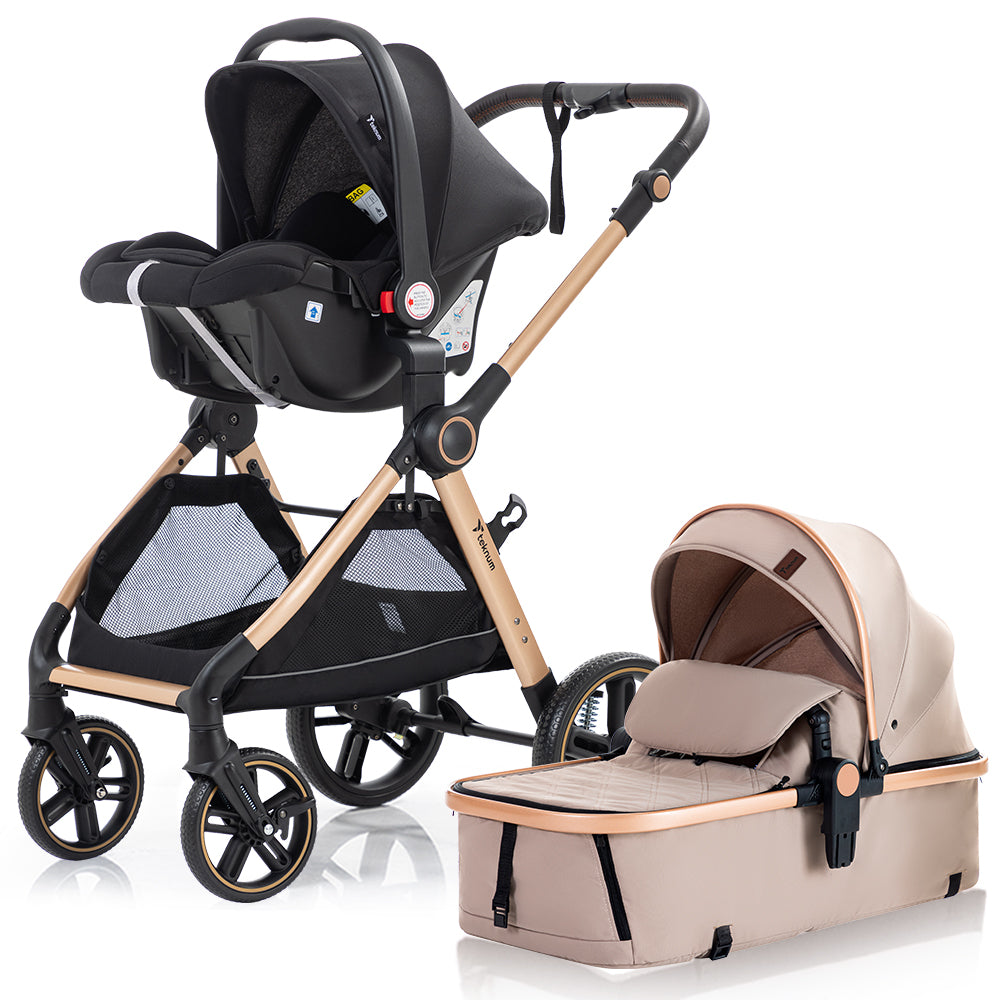 TEKNUM Travel System with 3in1 Prime Stroller, Adaptor and Infant Car Seat - Beige