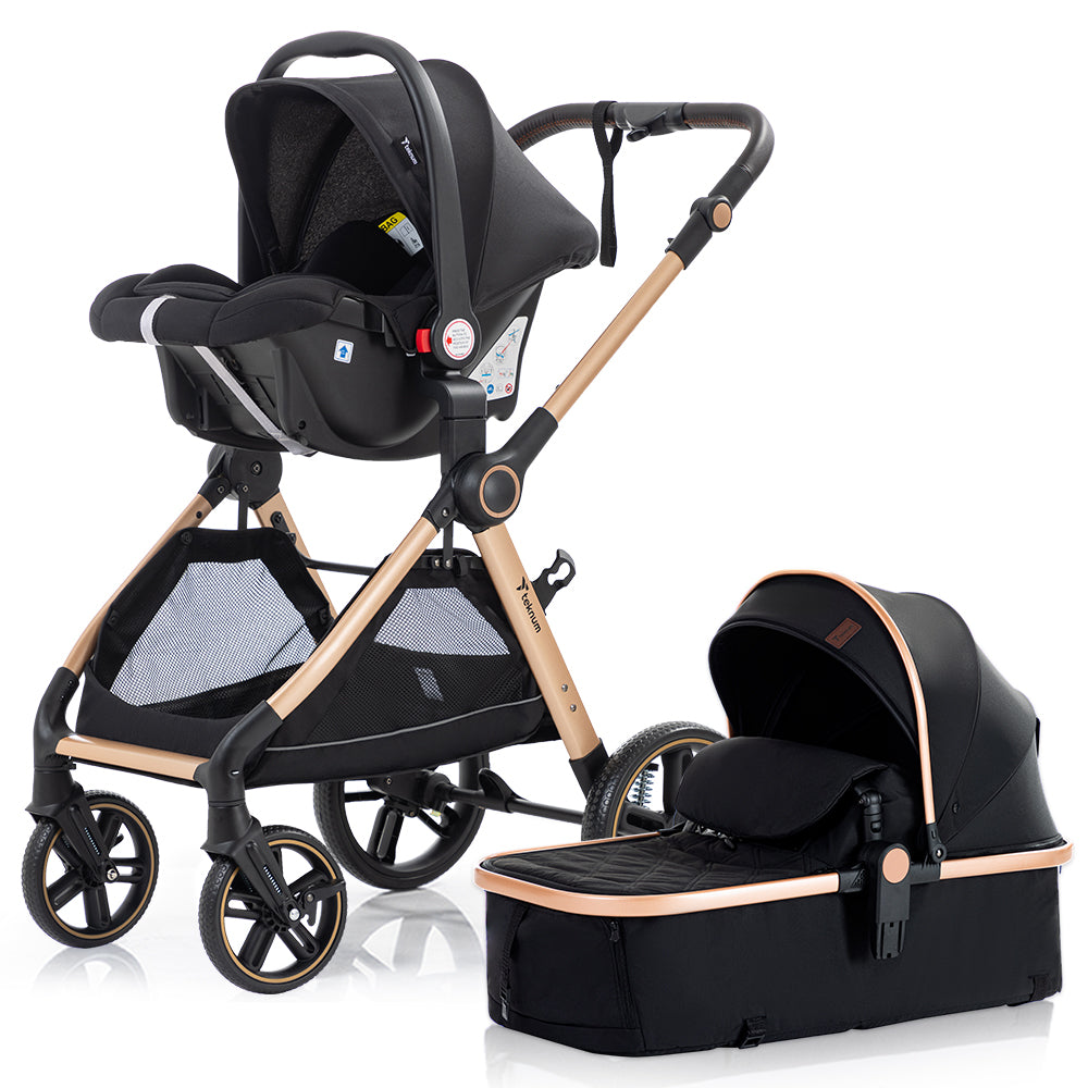 TEKNUM Travel System with 3in1 Prime Stroller, Adaptor and Infant Car Seat - Black