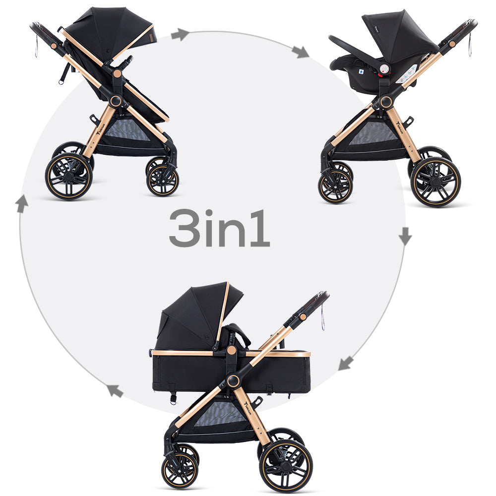 TEKNUM Travel System with 3in1 Prime Stroller, Adaptor and Infant Car Seat - Black