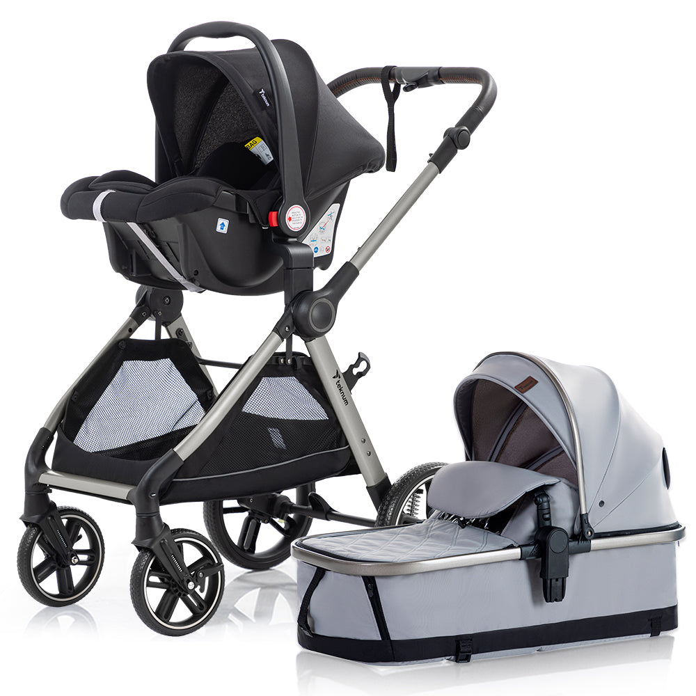 TEKNUM Travel System with 3in1 Prime Stroller, Adaptor and Infant Car Seat -Gray