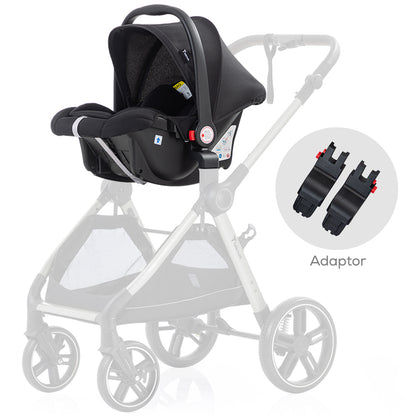 نظام السفر TEKNUM مع عربة أطفال Prime 3 في 1، ومحول، ومقعد سيارة للأطفال الرضع - رمادي