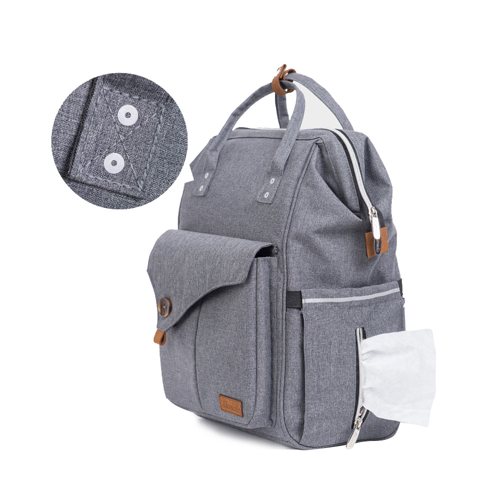 TEKNUM Grey Travel Lite Stroller + ALAMEDA Diaper Backpack - Large - Grey with Hooks
