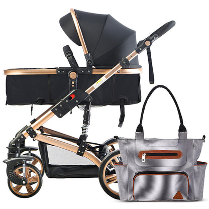 TEKNUM 3 in 1 Pram Stroller and Diaper Bag Bundle - Black