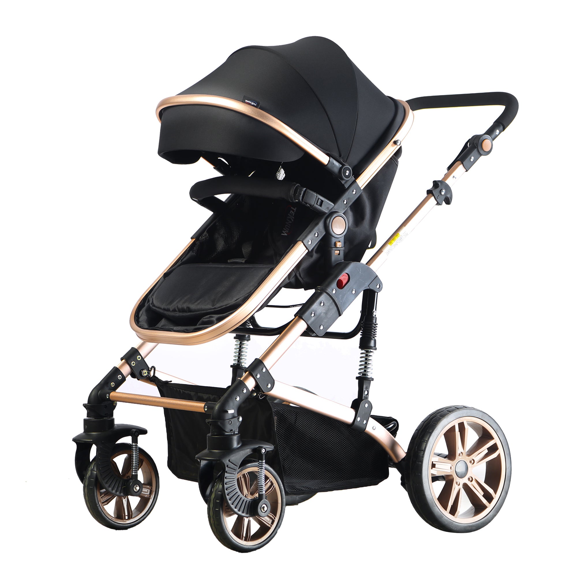 TEKNUM 3 in 1 Pram Stroller and Diaper Bag Bundle - Black