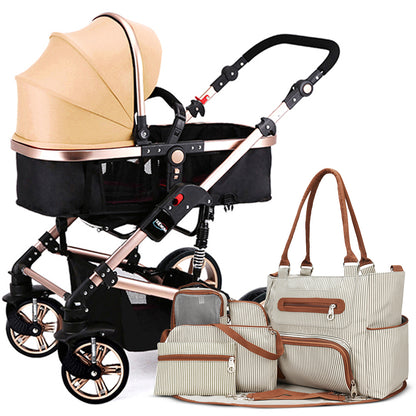 TEKNUM 3 in 1 Pram Stroller and Diaper Bag Bundle - Khaki