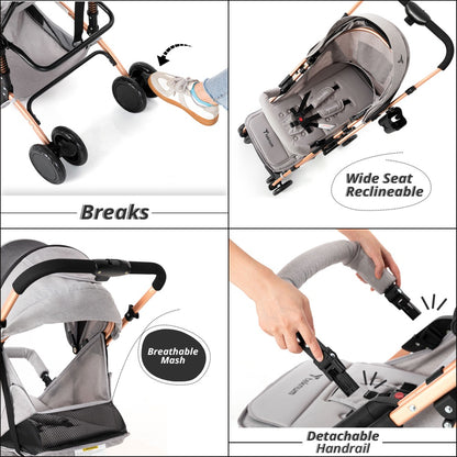 TEKNUM Reversible Trip Stroller w/Ace Diaper Bag - Grey