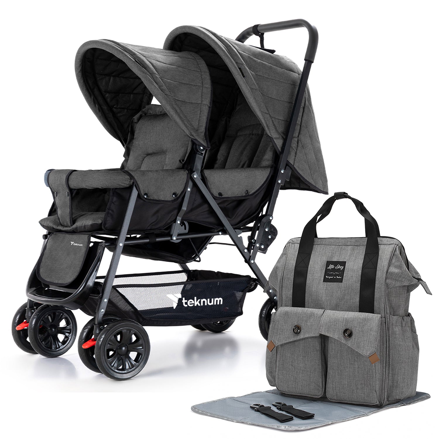 TEKNUM Double Stroller Combo - Dark Grey