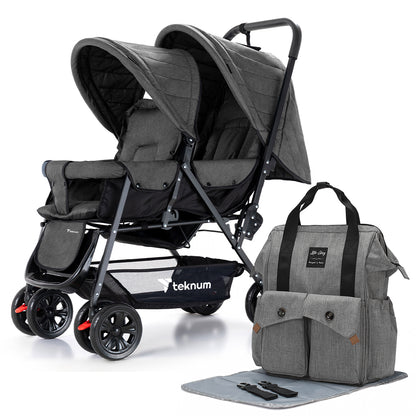 TEKNUM Double Stroller Combo - Dark Grey